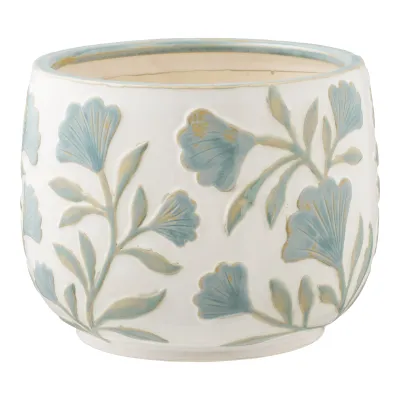 Dekorativer Blumentopf Keramik Weiss Gemischt Handgefertigt Blumentopf, Keramik, weiss gemischt, ø22,5x17,5cm. Einzigartig für Ihr Schweizer Zuhause.