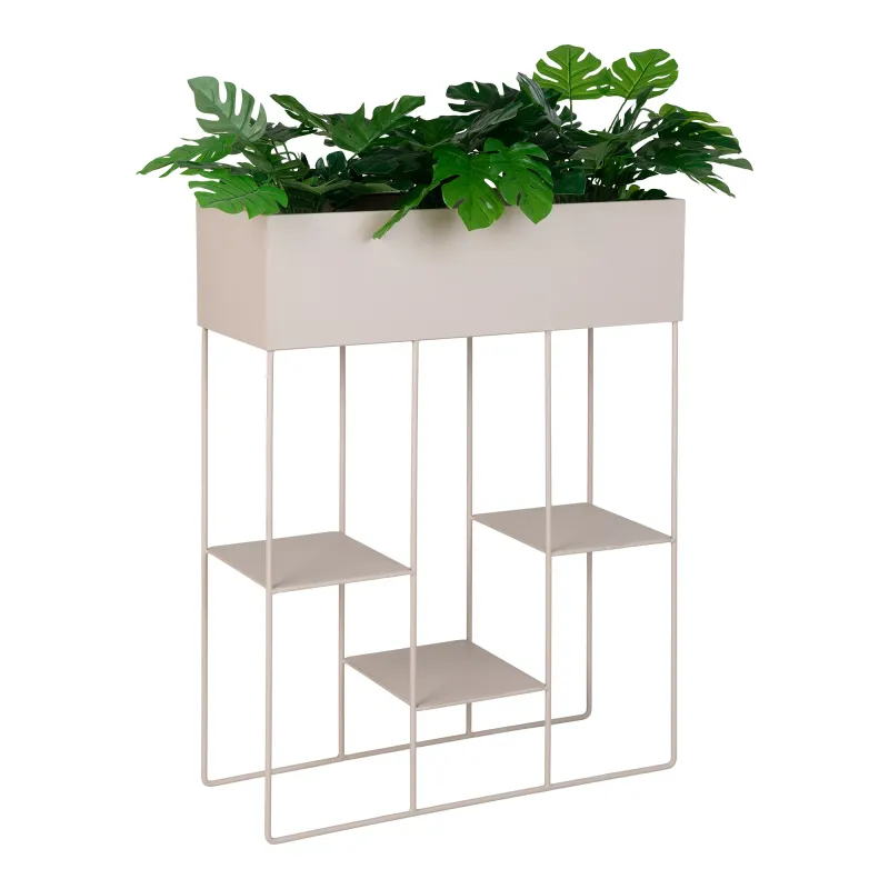 Rabo-Pflanzkasten Blumenkasten Hochbeet Pflanzenregal Stahl Sand 3 Ablagen Rabo-Pflanzkasten, Blumenkasten, Hochbeet, Stahl, 3 Ablagen, sandfarben, 25x60x80cm. Modern für Schweizer Gärten.