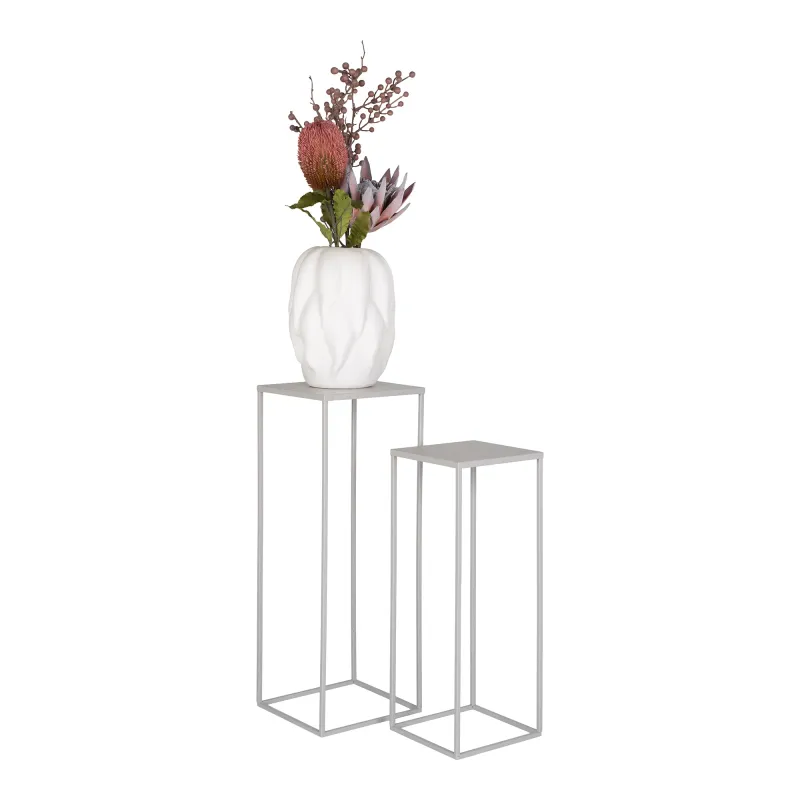 Beja Blumenständer 2er-Set Stahl Grau 2er-Set Beja Blumenständer, Stahl, grau, 19x19x50cm, 22x22x60cm. Modern für Schweizer Zuhause.