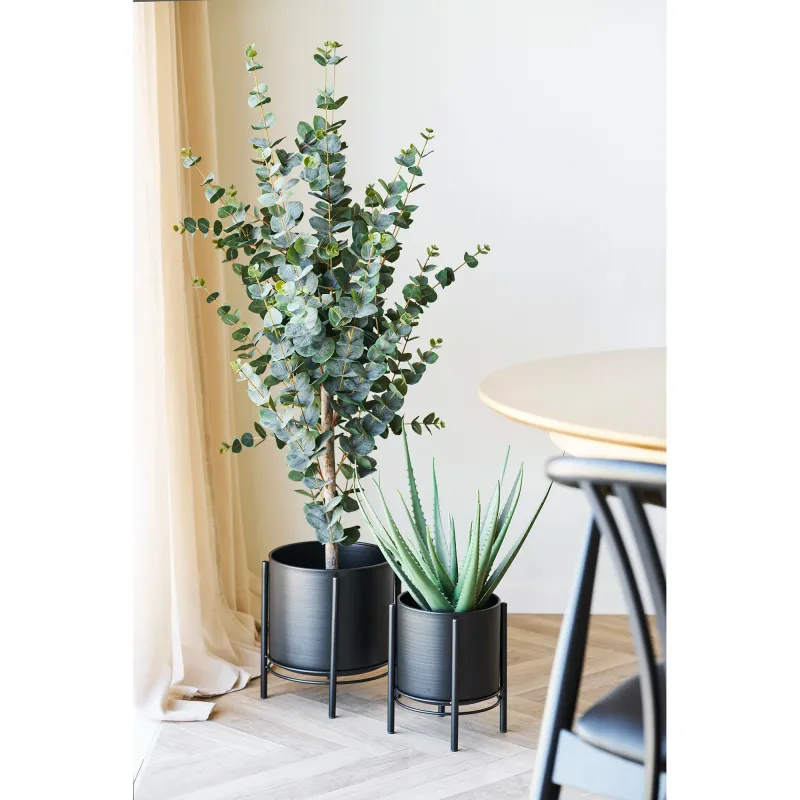 Blumentopf 2er-Set Stahl Schwarz