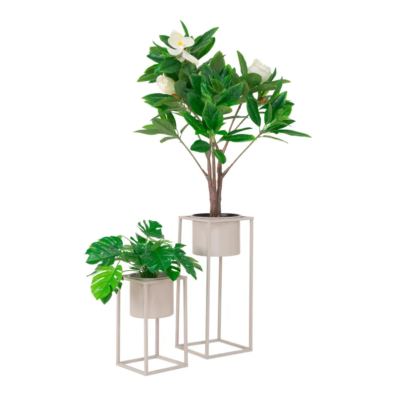 Marla Blumentöpfe Blumenständer 2er-Set Stahl Beigegrau