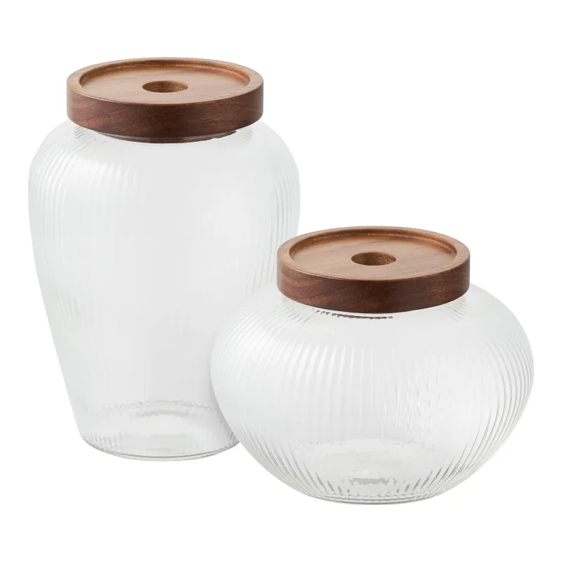 Maya-Vorratsglas 2er-Set Glas Akazienholz Maya-Vorratsglas, Glas/Akazienholz, 2er-Set, gross 12x16,5cm, klein 14,5x10,5cm. Stilvoll für Schweizer Küchen.