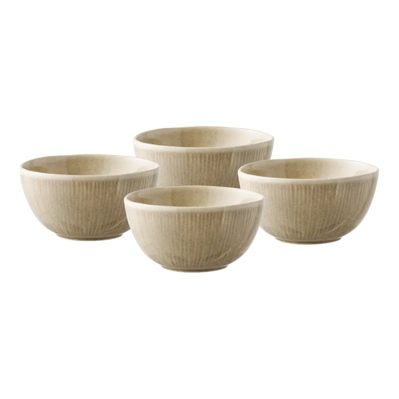 Viola Bowl Schale 4er-Set Keramik Beige Reaktive Glasur 4er-Set Viola Bowl, Schale, Keramik, beige, ø14,5x7cm. Einzigartig für Schweizer Esstische.
