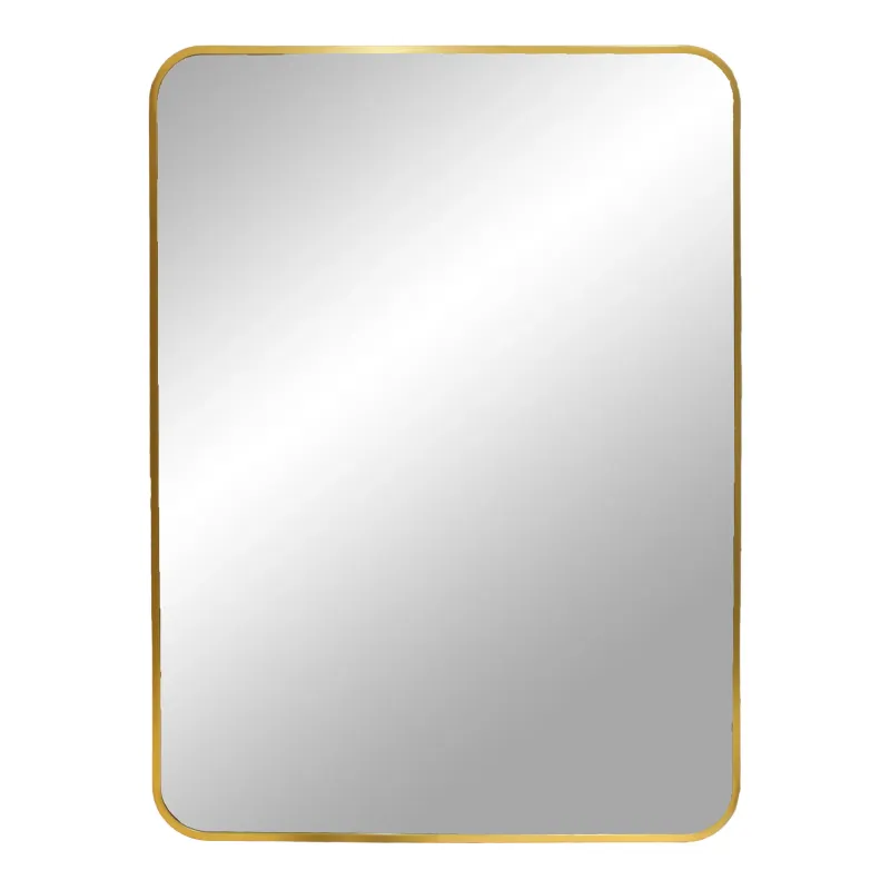 Madrid Mirror, Spiegel, Aluminium, Messingoptik, 50x70cm. Modern für Schweizer Zuhause.