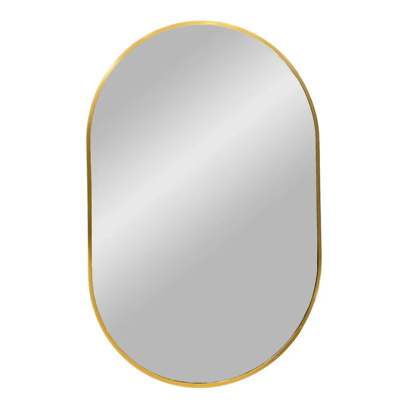 Madrid Mirror, Spiegel, Aluminium, Messingoptik, 50x80cm. Modern für Schweizer Zuhause.