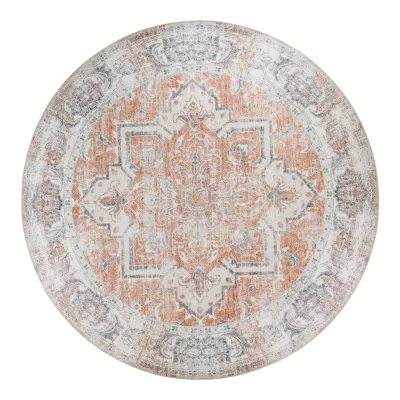 Havana-Teppich Rund Orange/Blau Ø200 cm Havana-Teppich, orange/blau, Ø200cm. Stilvoll für Schweizer Wohnräume.