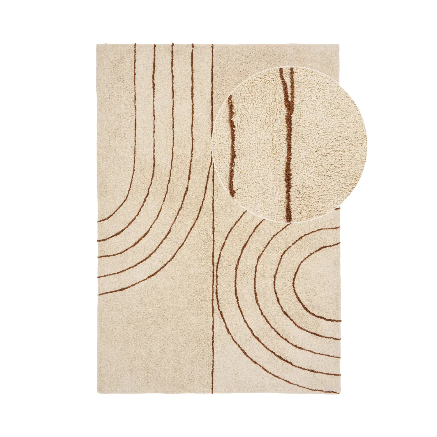Tampa Rug Teppich, Baumwolle mit Muster, beige, 160x230cm. Stilvoll für Schweizer Wohnräume.