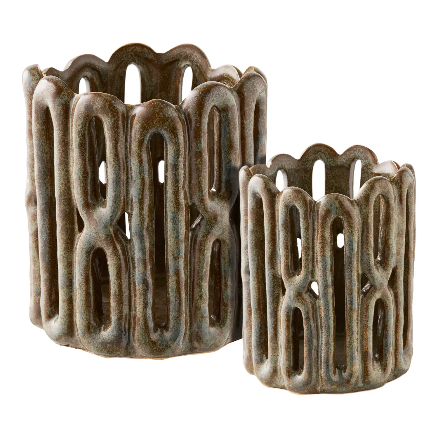 Kerzenhalter 2er-Set Keramik Braun Handgefertigt Kerzenhalter, Keramik, braun, 2er-Set. Einzigartig für Schweizer Zuhause.