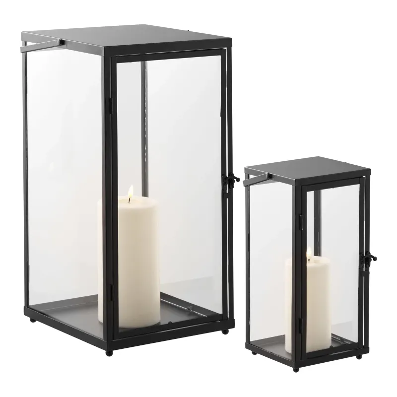 Ibra-Laternen, Kerzenhalter 2er-Set Metall/Glas Schwarz Ibra-Laternen, Metall/Glas, schwarz, 2er-Set. Stilvoll für Schweizer Zuhause.