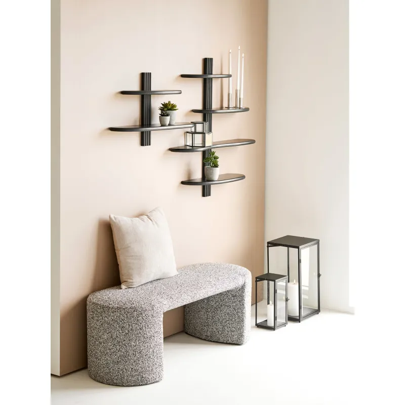 Ibra-Laternen, Kerzenhalter 2er-Set Metall/Glas Schwarz