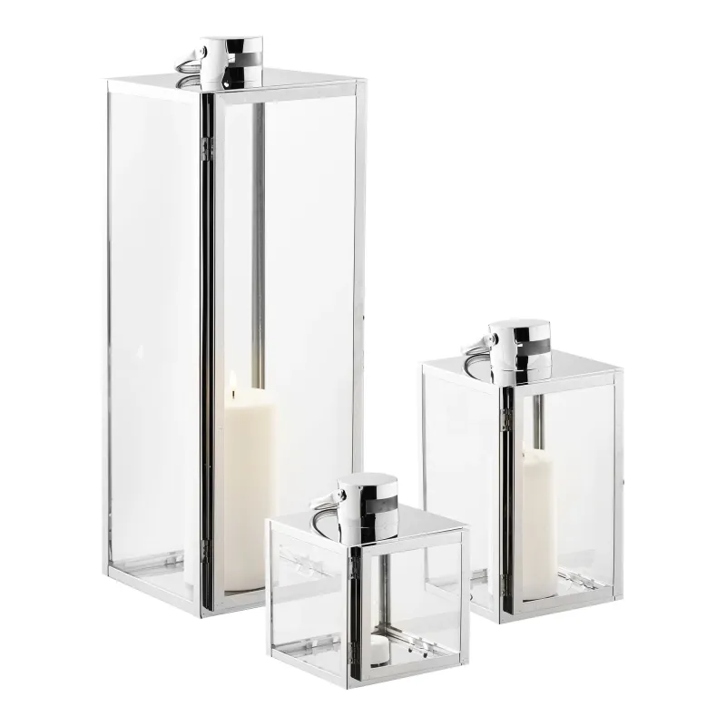 Pota Laternen Kerzenhalter 3er-Set Glas/Metall Silberfarben Pota Laternen, Kerzenhalter, Glas/Metall, silberfarben, 3er-Set. Stilvoll für Schweizer Zuhause.