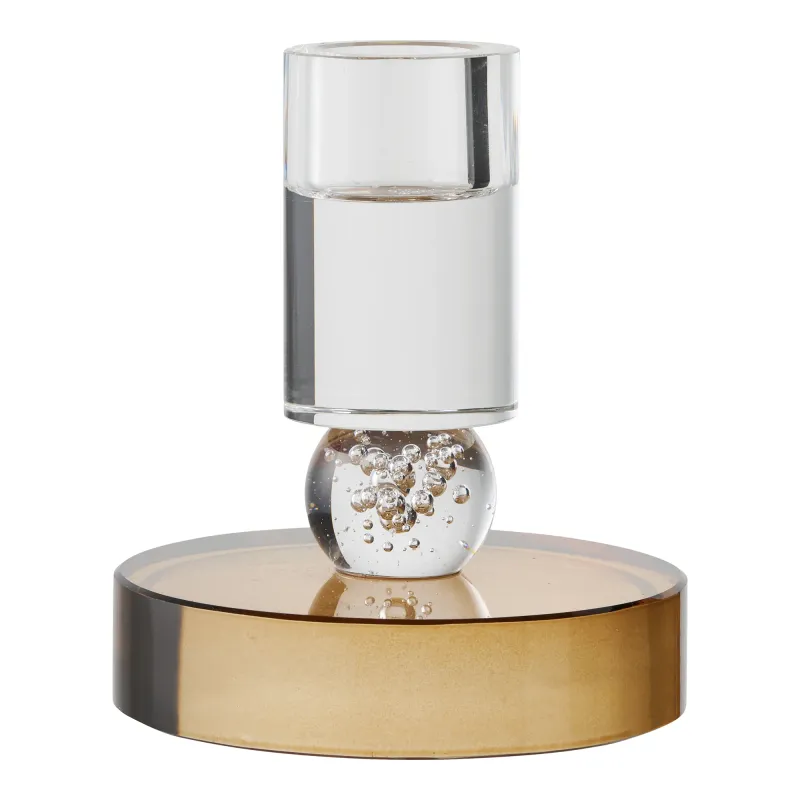 Kerzenhalter Kerzenständer Glas Braun/Weiss Ø8,5x10 cm Kerzenhalter Kerzenständer Glas Braun/Weiss Ø8,5x10 cm