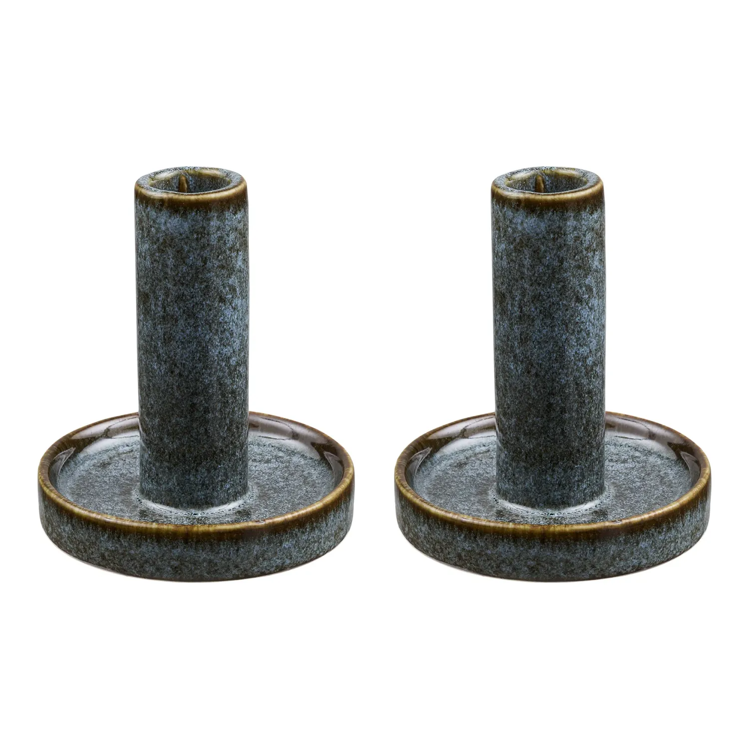 Kerzenhalter, Kerzenständer, Keramik, Key Largo Blau, 2er-Set. Einzigartig für Schweizer Zuhause.