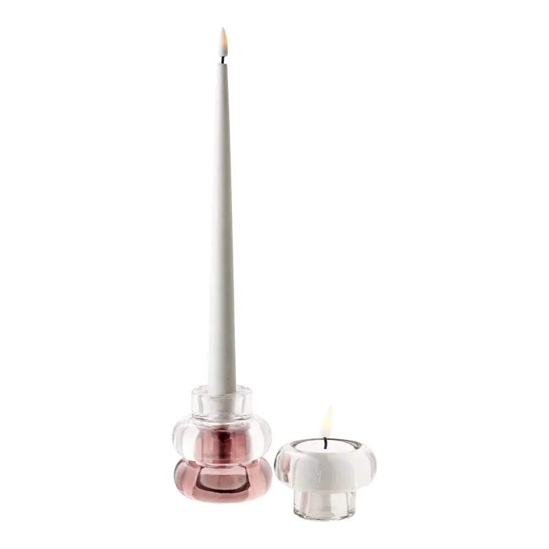 Kerzenhalter Kerzenständer 3er-Set Glas Klar/Rauchgrau/Kastanienbraunrot