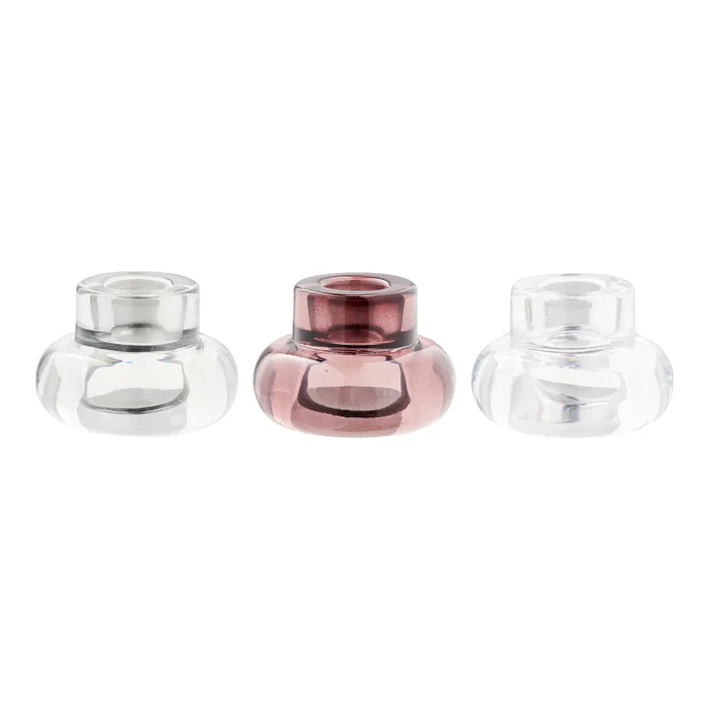 Kerzenhalter Kerzenständer 3er-Set Glas Klar/Rauchgrau/Kastanienbraunrot Kerzenhalter Kerzenständer 3er-Set Glas Klar/Rauchgrau/Kastanienbraunrot