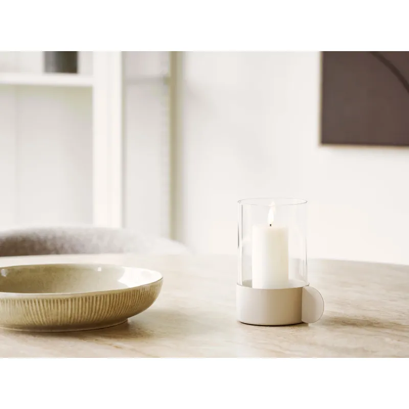 Sturmkerzenhalter Windlicht Glas/Metall Beige 10x13,5x16,5 cm