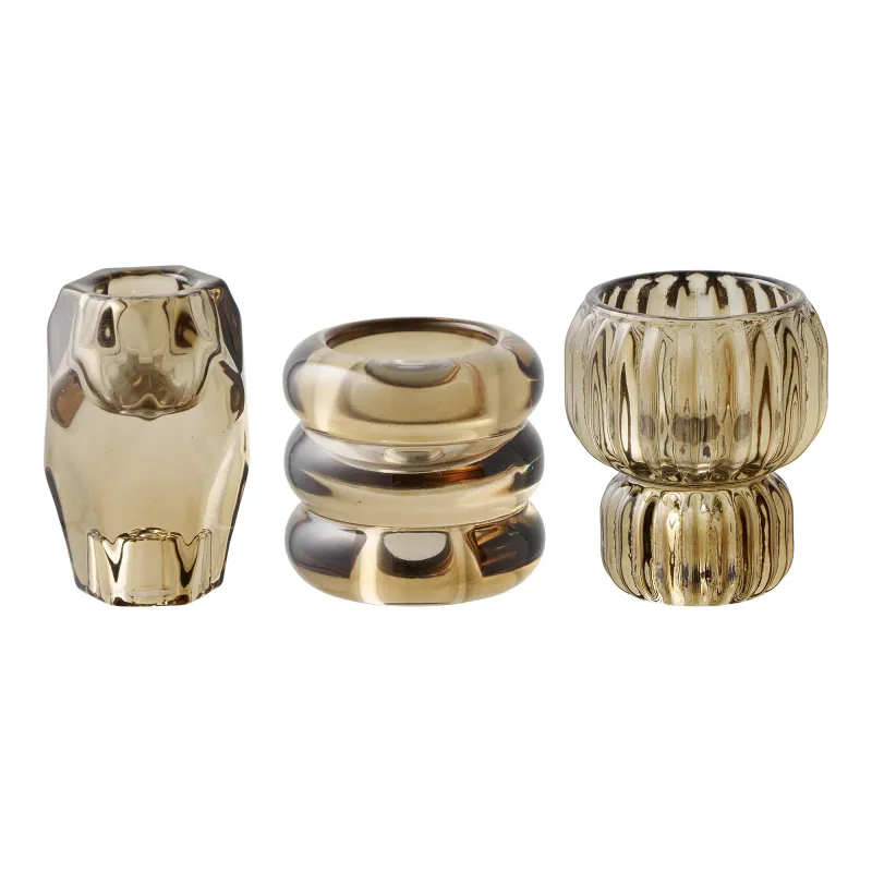 Kerzenhalter Kerzenständer 3er-Set Glas Rauchbraun Kerzenhalter, Kerzenständer, Glas, rauchbraun, 3er-Set. Modern für Schweizer Zuhause.