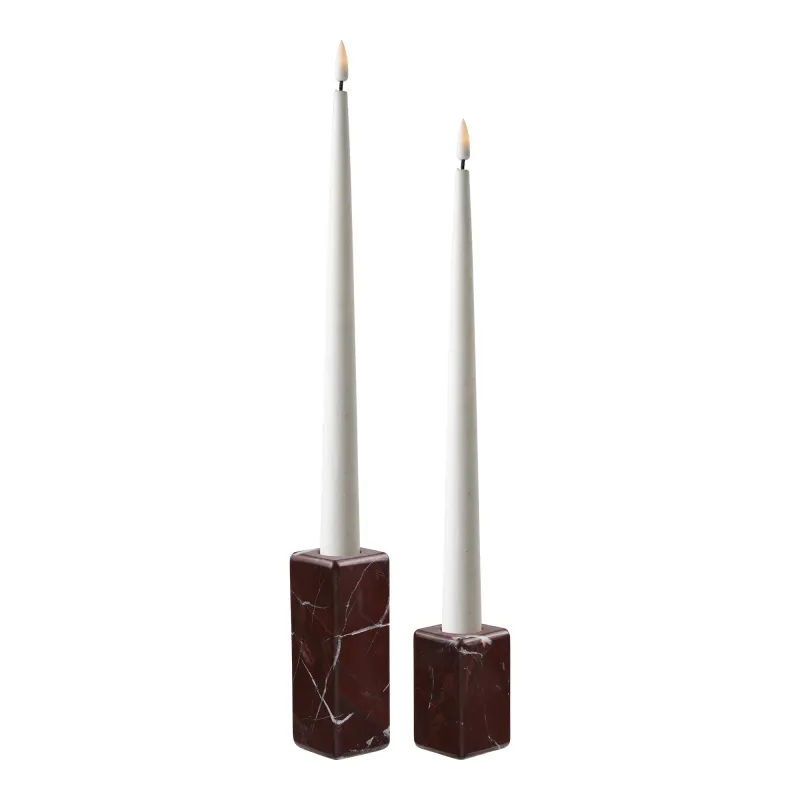 Kerzenhalter Kerzenständer 2er-Set Marmor Kastanienrot