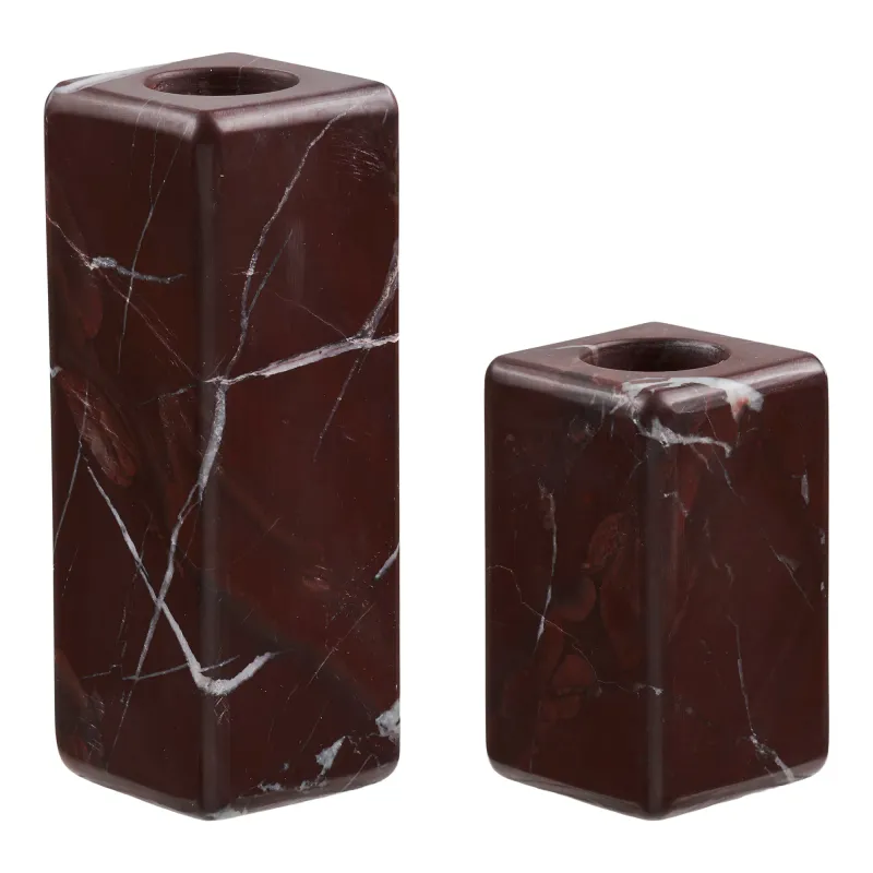Kerzenhalter Kerzenständer 2er-Set Marmor Kastanienrot Kerzenhalter, Kerzenständer, Marmor, kastanienrot, 2er-Set. Elegant für Schweizer Zuhause.