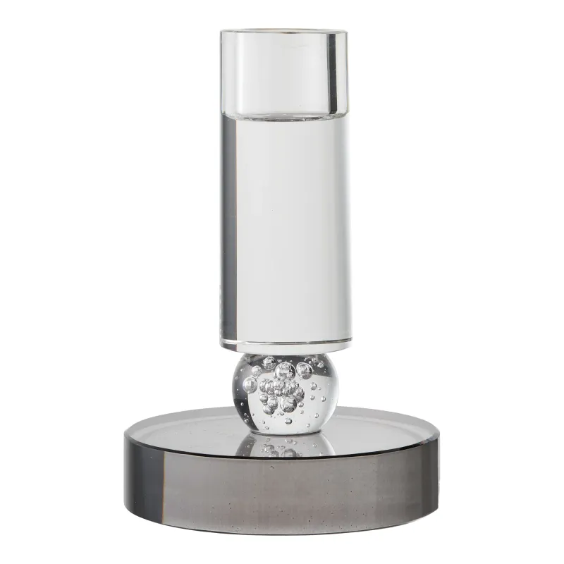 Kerzenhalter Kerzenständer Glas Grau/Weiss Ø9x13 cm Kerzenhalter, Kerzenständer, Glas, grau/weiss, ø9x13cm. Elegant für Schweizer Zuhause.