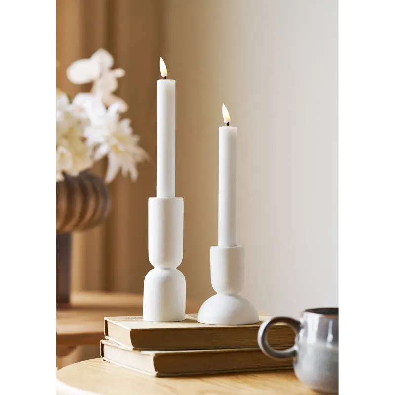 Kerzenhalter Kerzenständer 2er-Set Kalkstein Weiss