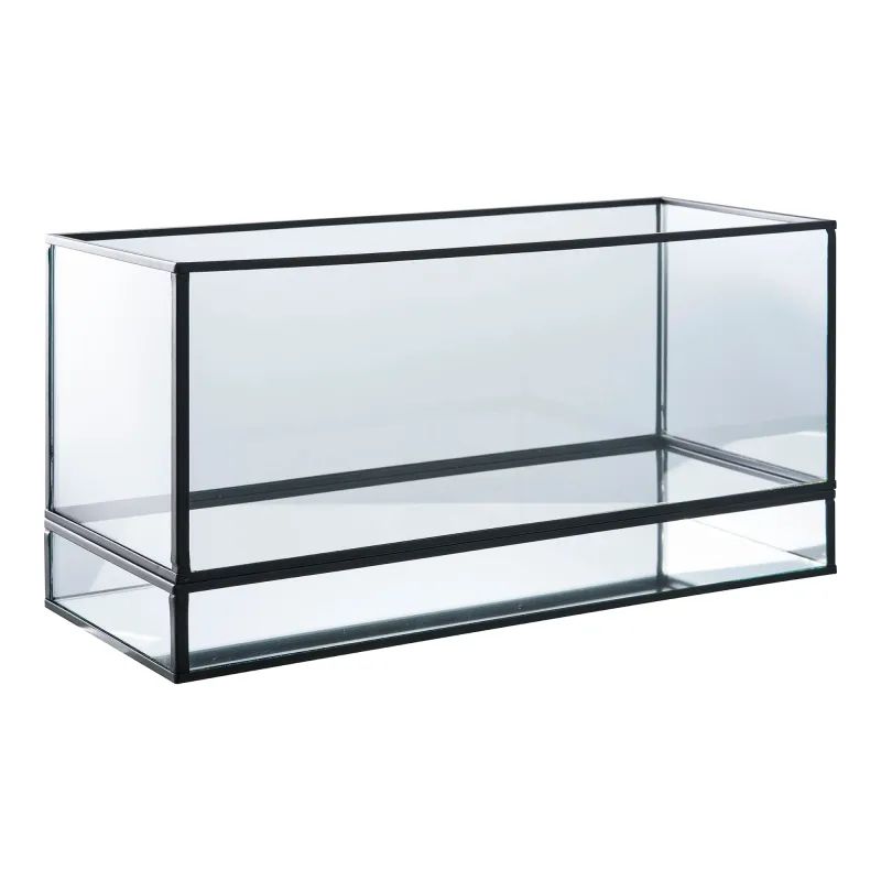 Windlicht-Kerzenhalter Glas/Metall Schwarz 30x12x15 cm Windlicht-Kerzenhalter, Metall/Glas, schwarz, 30x12x15cm. Modern für Schweizer Zuhause.