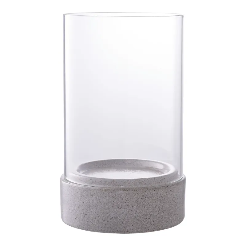 Windlicht-Kerzenhalter Keramik/Glas Grau 16x25,5 cm Windlicht-Kerzenhalter, Keramik/Glas, grau, 16x25,5cm. Modern für Schweizer Zuhause.