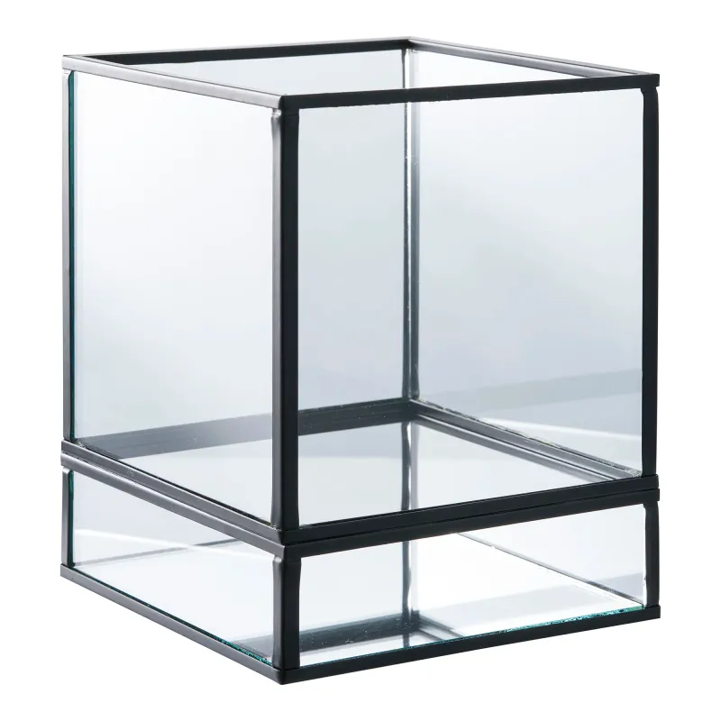 Windlicht-Kerzenhalter Glas/Metall Schwarz 12x15 cm Windlicht-Kerzenhalter, Metall/Glas, schwarz, 12x15cm. Modern für Schweizer Zuhause.