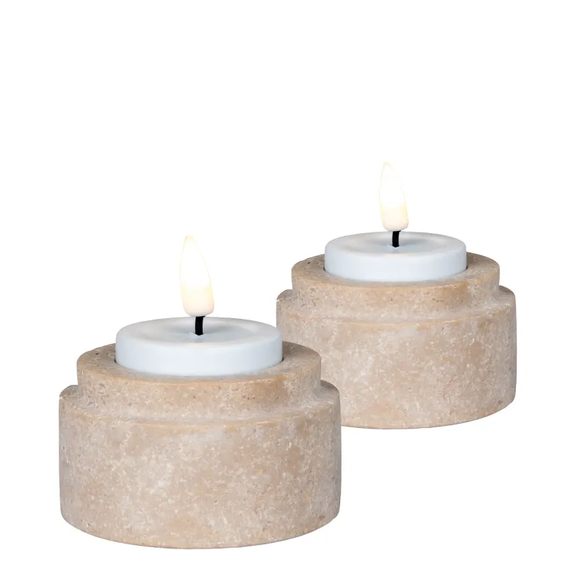 Teelichthalter 2er-Set Travertin Natur Ø7x4,5 cm Teelichthalter, Travertin, Natur, 2er-Set. Einzigartig für Schweizer Zuhause.