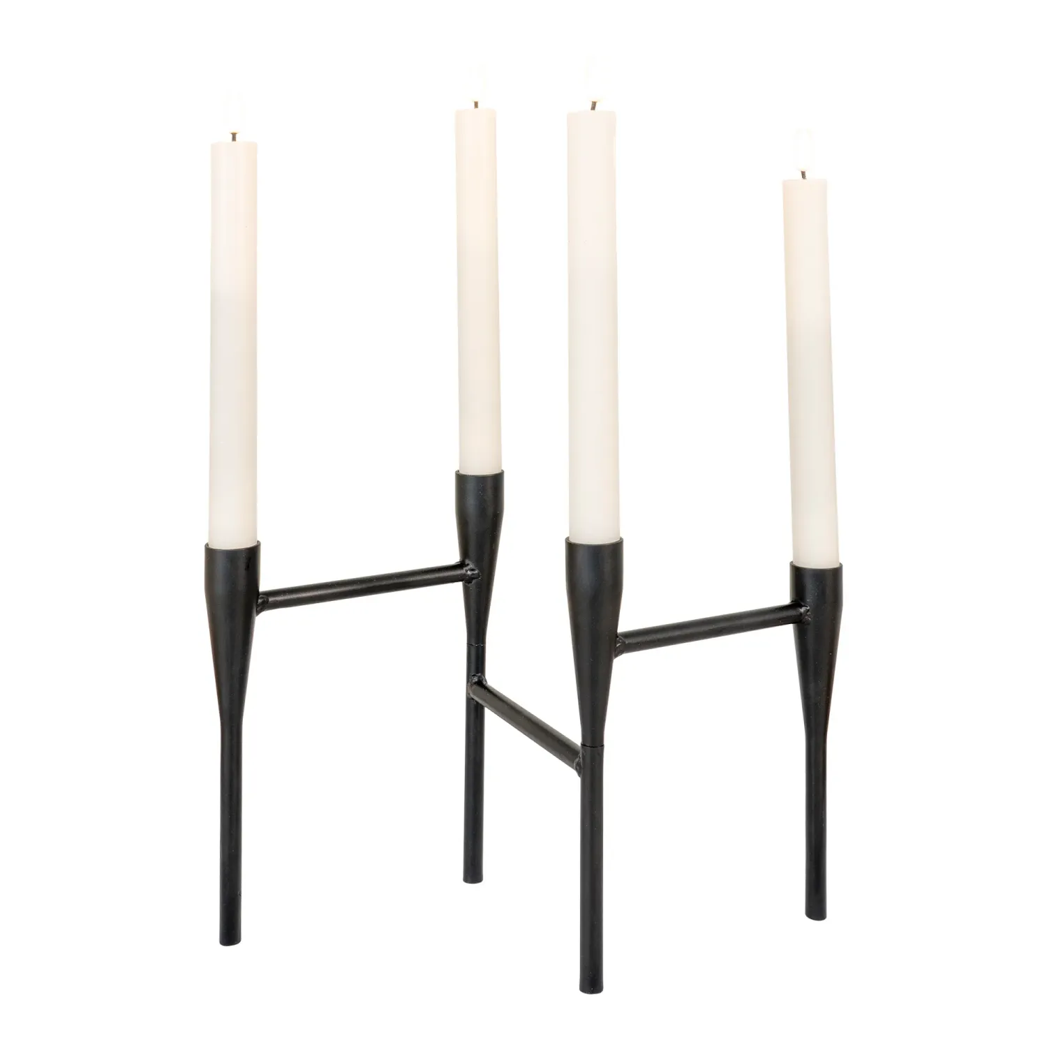 Kerzenhalter 2er-Set Glas/Metall Klar/Grün Kerzenständer, Kerzenhalter, Metall, schwarz, 5x28x21cm. Modern für Schweizer Zuhause.