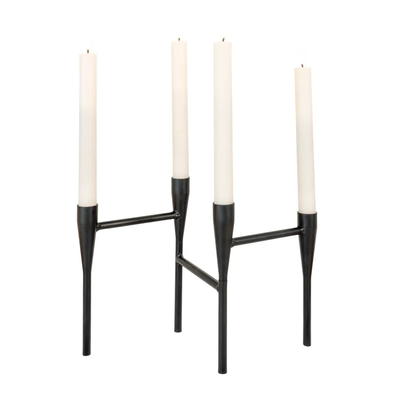 Kerzenhalter 2er-Set Glas/Metall Klar/Grün Kerzenständer, Kerzenhalter, Metall, schwarz, 5x28x21cm. Modern für Schweizer Zuhause.
