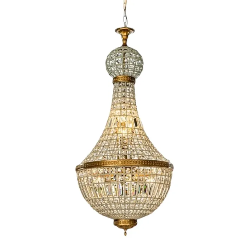 Kronleuchter Bombay Gold Eisen & Glas 110 cm Kronleuchter Bombay in Gold, 110cm. Imposanter Kristallleuchter aus Eisen und Glas für exklusive Schweizer Räume.
