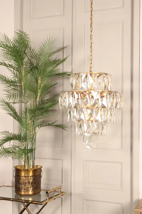 Kronleuchter Basilio Gold Eisen & Glas 60 cm