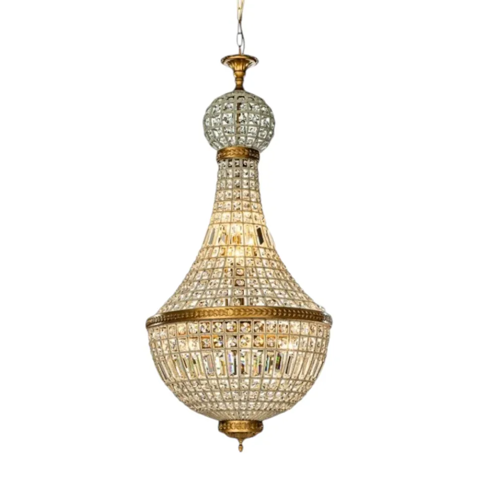 Kronleuchter Bombay Gold Eisen & Glas 80 cm Kronleuchter Bombay in Gold, 80cm. Eleganter Kristallleuchter aus Eisen und Glas für exklusive Schweizer Wohnräume.