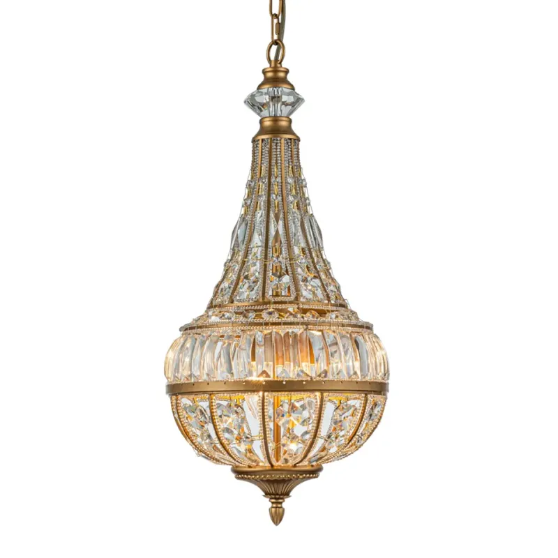 Kronleuchter Colosseo Gold Eisen & Glas 80 cm Kronleuchter Colosseo in Gold, 80cm. Luxuriöser Kristall-Korblüster aus Eisen und Glas für Schweizer Räume.