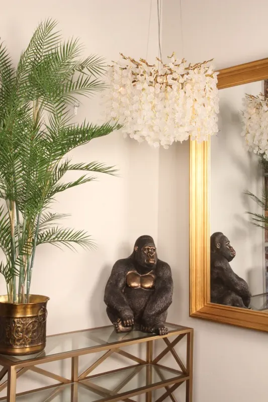 Kronleuchter Regentropfen Gold Eisen & Glas 60 cm