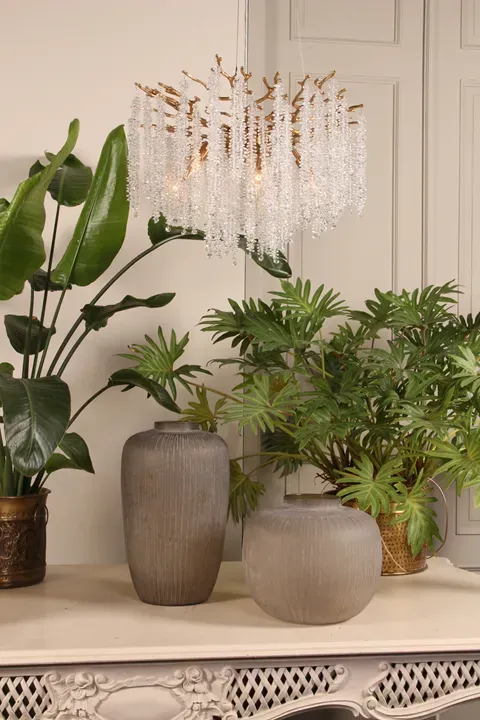 Kronleuchter Waterfall Gold Eisen & Glas 60 cm