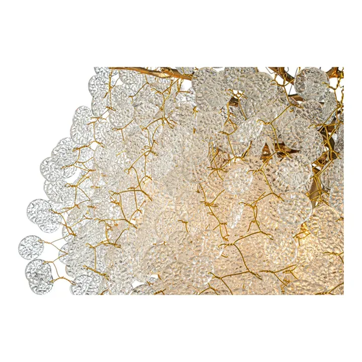 Tropfenförmiger Kronleuchter Gold Eisen & Glas 40 cm