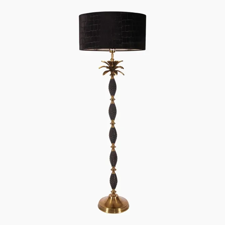 Tischleuchtenfuss Palme Gold Schwarz Aluminium 95 cm
