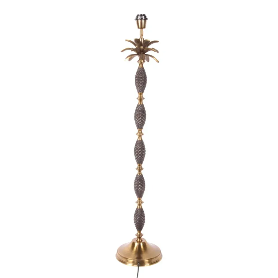 Tischleuchtenfuss Palme in Gold, 95cm. Extravaganter grosser Lampenfuss aus Aluminium für Schweizer Wohnräume