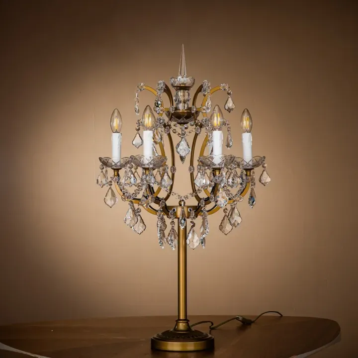 Tischleuchte Memphis Gold Eisen & Glas 85 cm