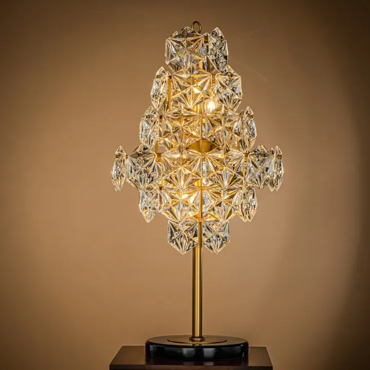 Tischleuchte Delhi Gold Eisen & Glas 85 cm