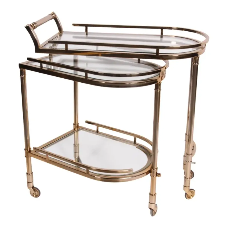 Barwagen, Servierwagen Gold Glas Stahl 83x41x75 cm Barwagen, Stahl und Glas, gold, 83x41x75cm. Luxuriöser Barwagen für Schweizer Zuhause.