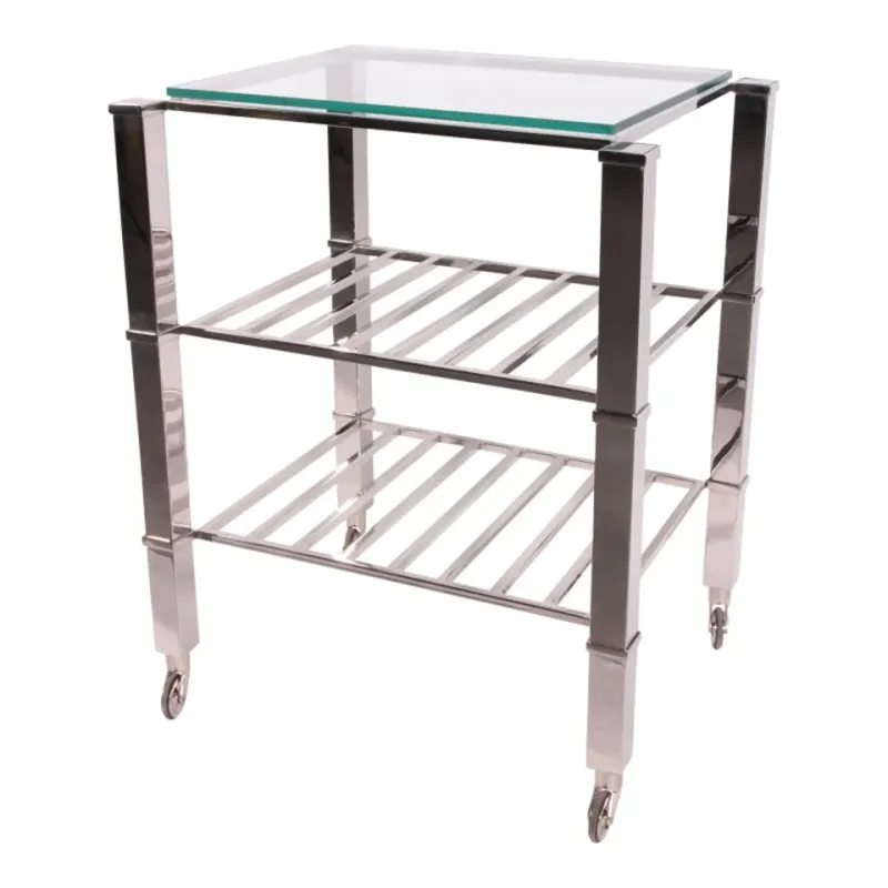 Barwagen, Servierwagen mit Weinregal Silber Glas Stahl 75x60x50 cm Weinregal, Stahl und Glas, silber, 75x60x50cm. Stilvoller Beistelltisch auf Rollen für Schweizer Zuhause.