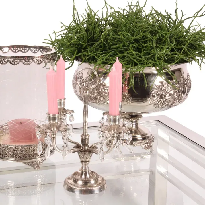 Couchtisch Dubai Quadrat Silber Glas 100x100x40 cm