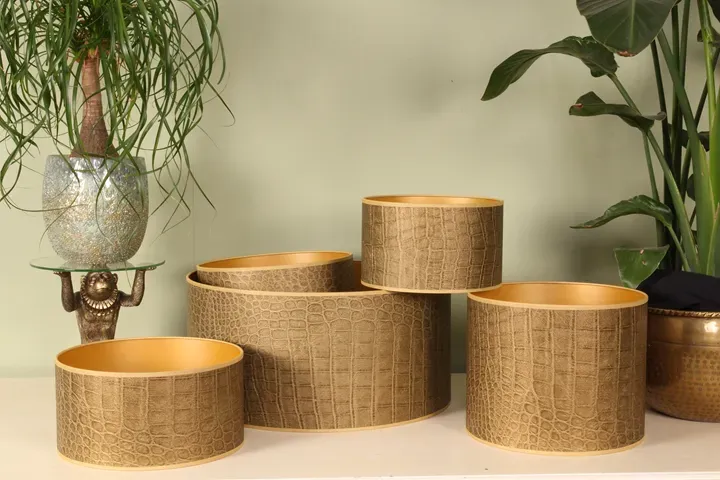 Bentley Lampenschirm Krokodilmuster Gold Stoff Ø25 cm