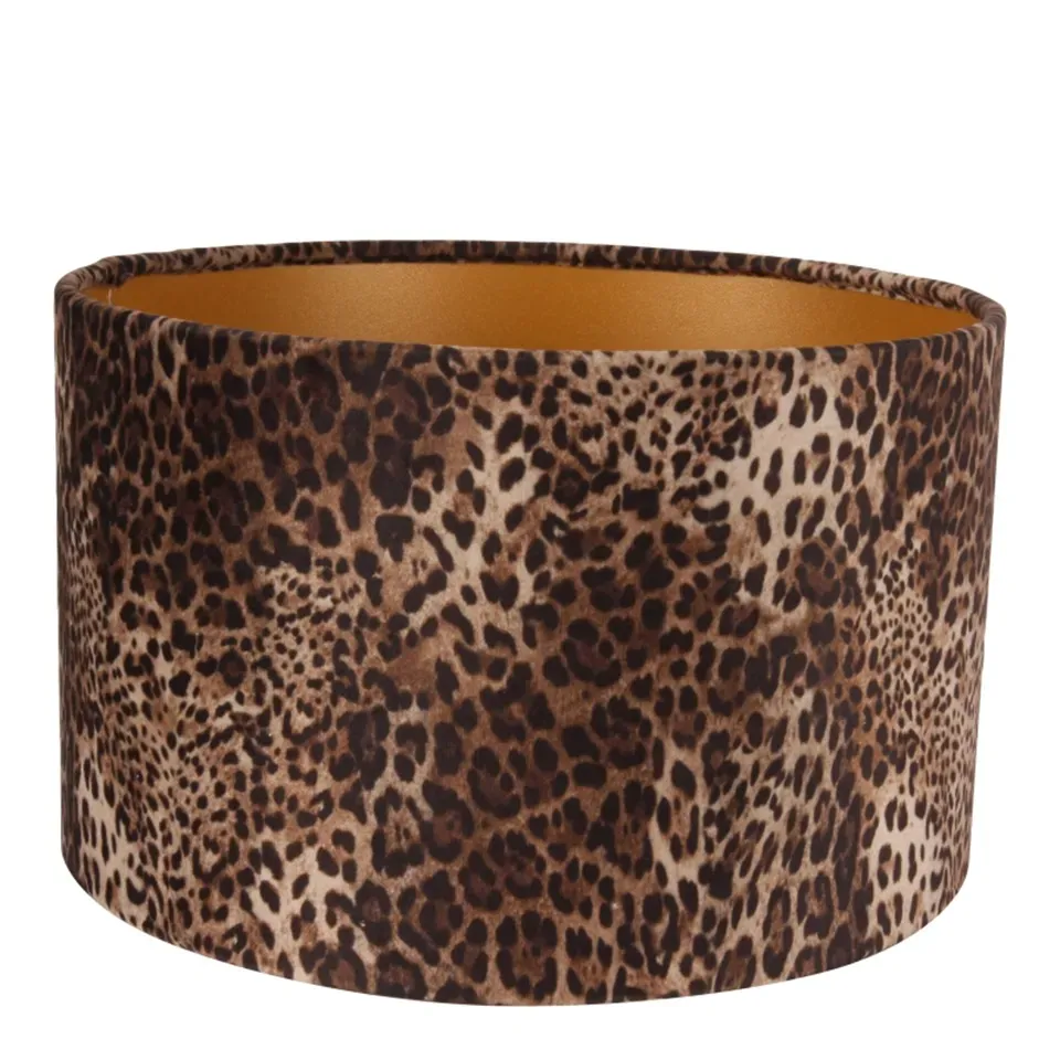 Bentley Lampenschirm Leopardenmuster Braun Samt Ø25 cm Bentley Lampenschirm, Samtstoff, Leopardenmuster braun, ø25cm. Exotischer Zylinder-Lampenschirm für Schweizer Zuhause.