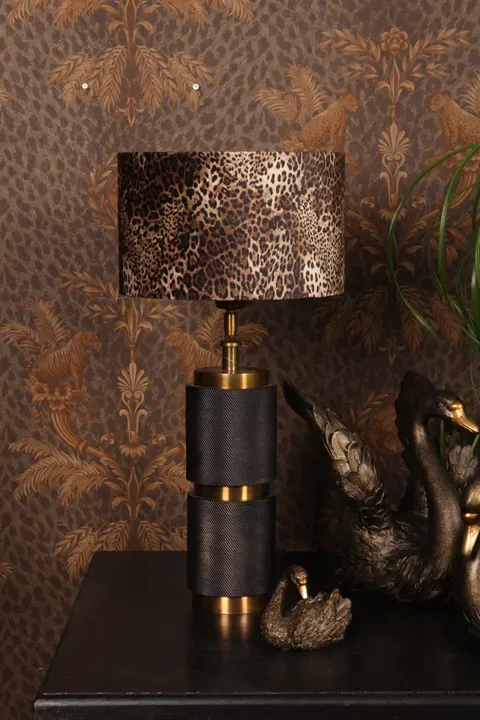 Bentley Lampenschirm Leopardenmuster Braun Samt Ø25 cm