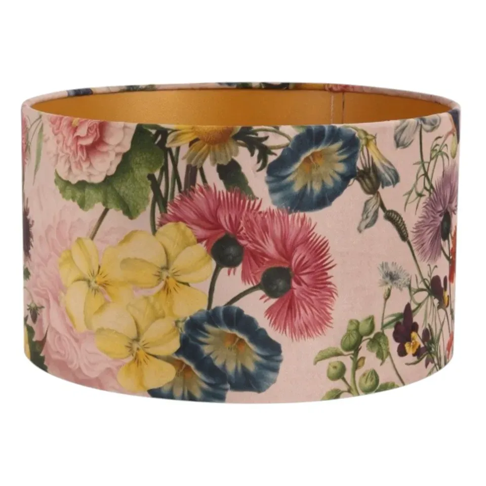 Bentley Lampenschirm Blumenmuster Rosa Samt Ø30 cm Bentley Samt-Lampenschirm mit buntem Blumenmuster auf Rosa, ø30cm. Bringt fröhlichen Charme ins Schweizer Zuhause.
