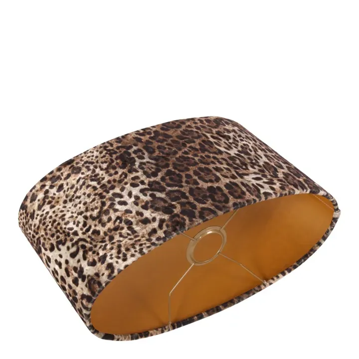 Bentley Lampenschirm Oval Leopardenmuster Braun Samt 35x16 cm